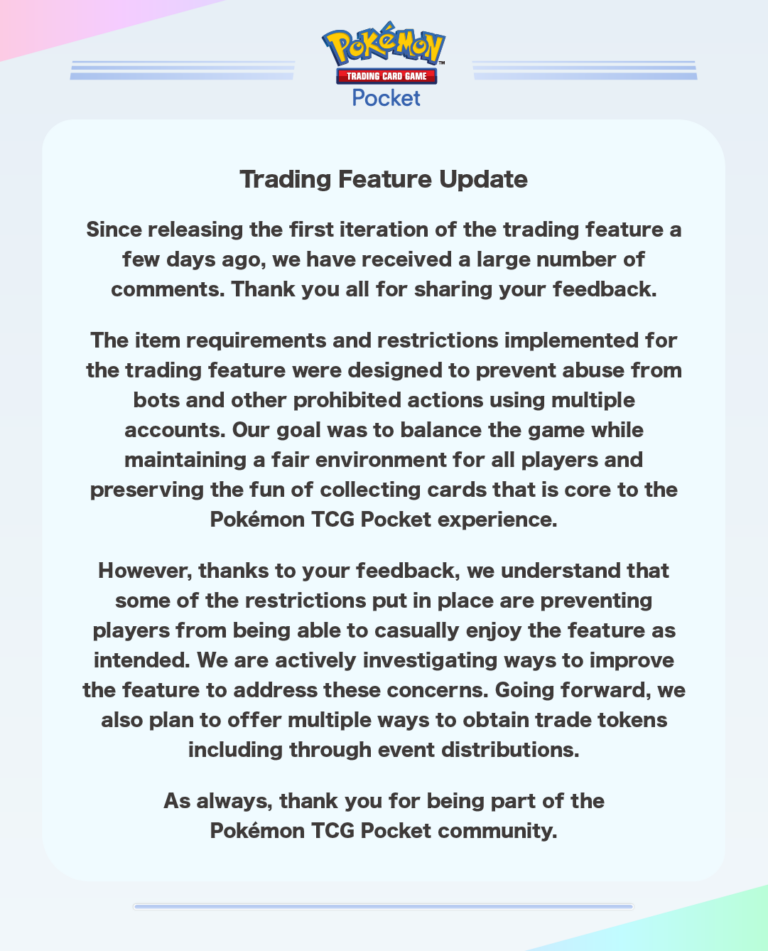 Trading Feature Update